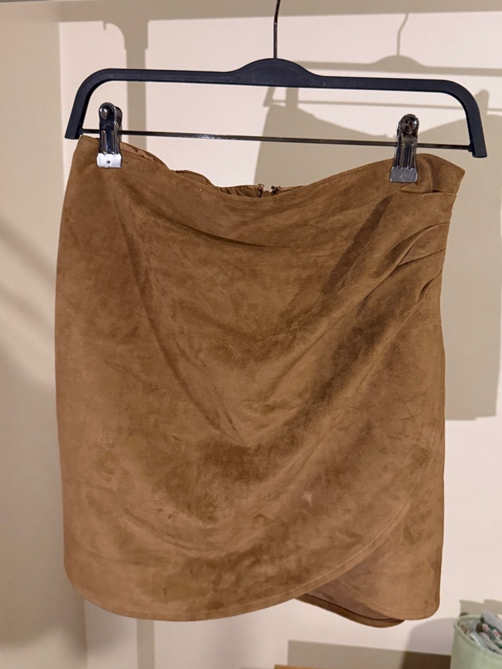 Abercrombie & Fitch Tan Suede-Look Wrap Mini Skirt